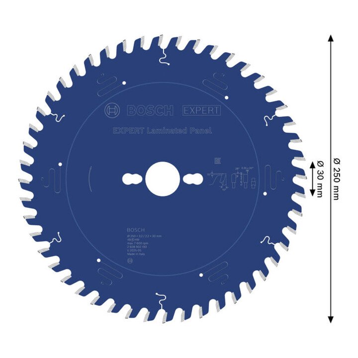 Bosch EXPERT Lame de scie circulaire pour panneaux stratifiés, 250x30 mm, Z48