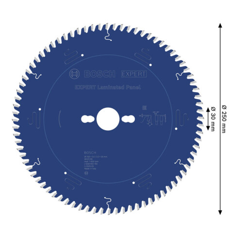 Bosch EXPERT Lame de scie circulaire pour panneaux stratifiés, 250x30 mm, Z80