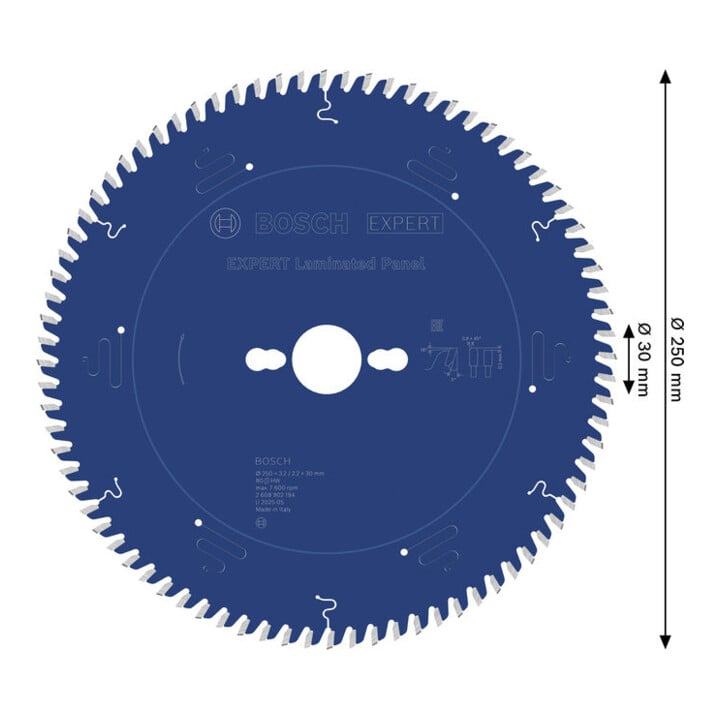 Bosch EXPERT Lame de scie circulaire pour panneaux stratifiés, 250x30 mm, Z80