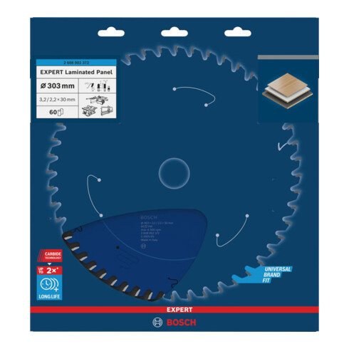 Bosch EXPERT Lame de scie circulaire pour panneaux stratifiés, 303x30 mm, Z60