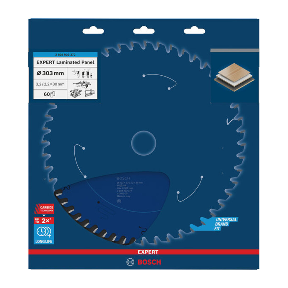 Bosch EXPERT Lame de scie circulaire pour panneaux stratifiés, 303x30 mm, Z60