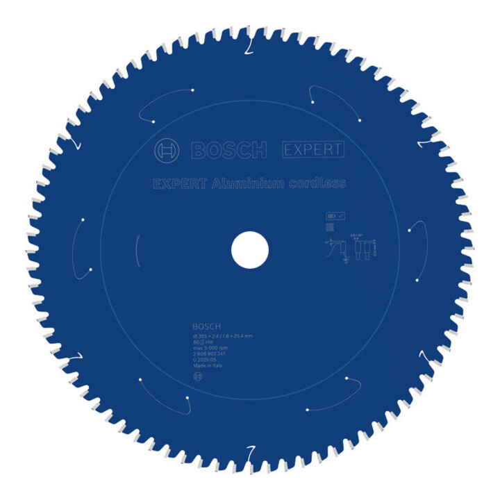 Bosch EXPERT Lame de scie circulaire sans fil en aluminium, 305 x 2,4/1,8 x 25,4 mm, Z80