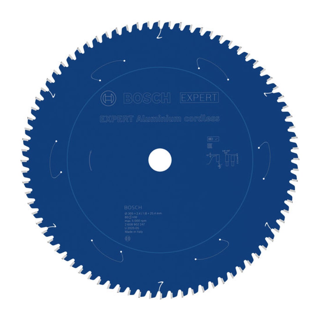 Bosch EXPERT Lame de scie circulaire sans fil en aluminium, 305 x 2,4/1,8 x 25,4 mm, Z80