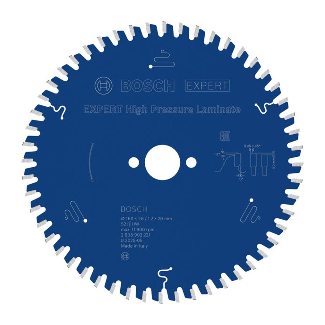 Bosch EXPERT Lame de scie circulaire stratifié haute pression, 160x20 mm, Z52