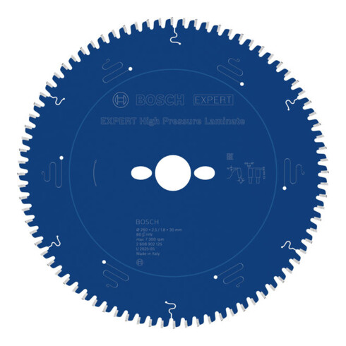 Bosch EXPERT Lame de scie circulaire stratifié haute pression, 260x30 mm, Z80