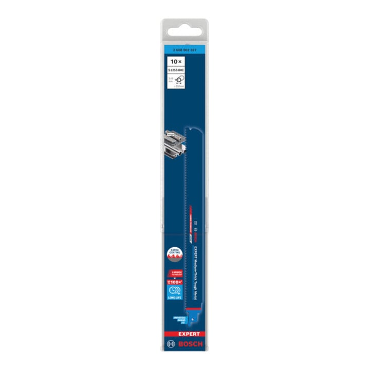 Bosch EXPERT Lames de scie sabre S1255HHC pour métal dur moyen-épais, 10 pièces