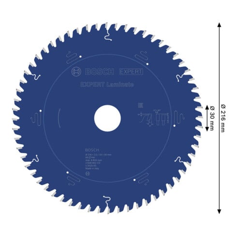 Bosch EXPERT Laminaatcirkelzaagblad, 216x30 mm, Z60