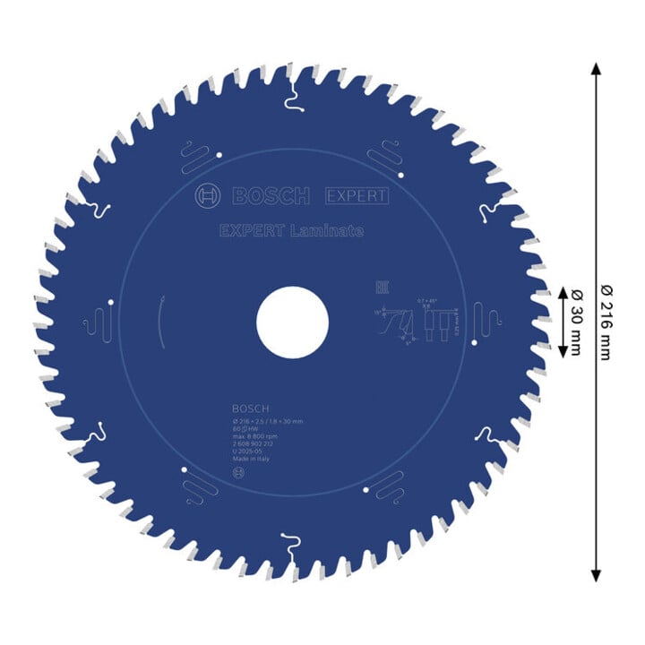 Bosch EXPERT Laminaatcirkelzaagblad, 216x30 mm, Z60