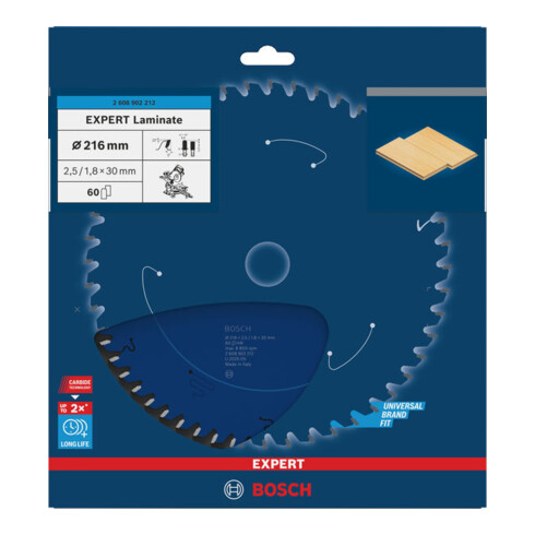 Bosch EXPERT Laminat Kreissägeblatt, 216x30 mm, Z60