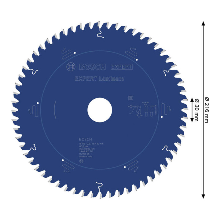 Bosch EXPERT Laminat Kreissägeblatt, 216x30 mm, Z60