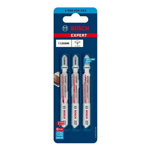Bosch EXPERT Laminate Clean T128 BHM Stichsägeblatt 3 Stück für Stichsägen