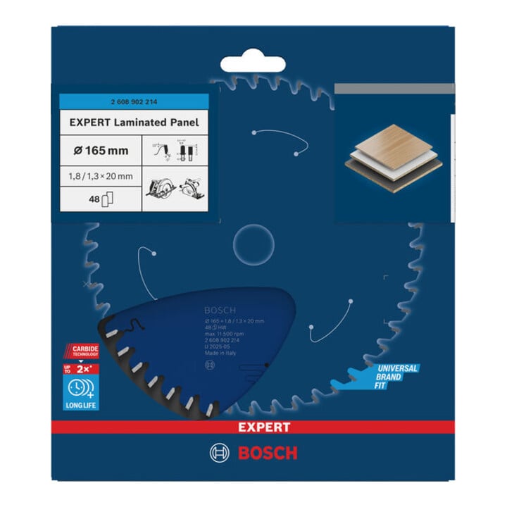 Bosch EXPERT Laminated Panel Kreissägeblatt, 165x1,8x20 mm, Z48