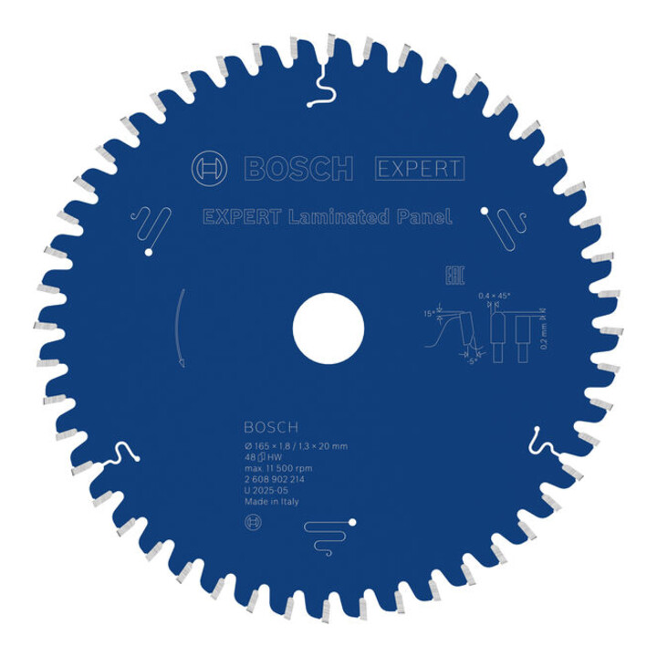 Bosch EXPERT Laminated Panel Kreissägeblatt, 165x1,8x20 mm, Z48