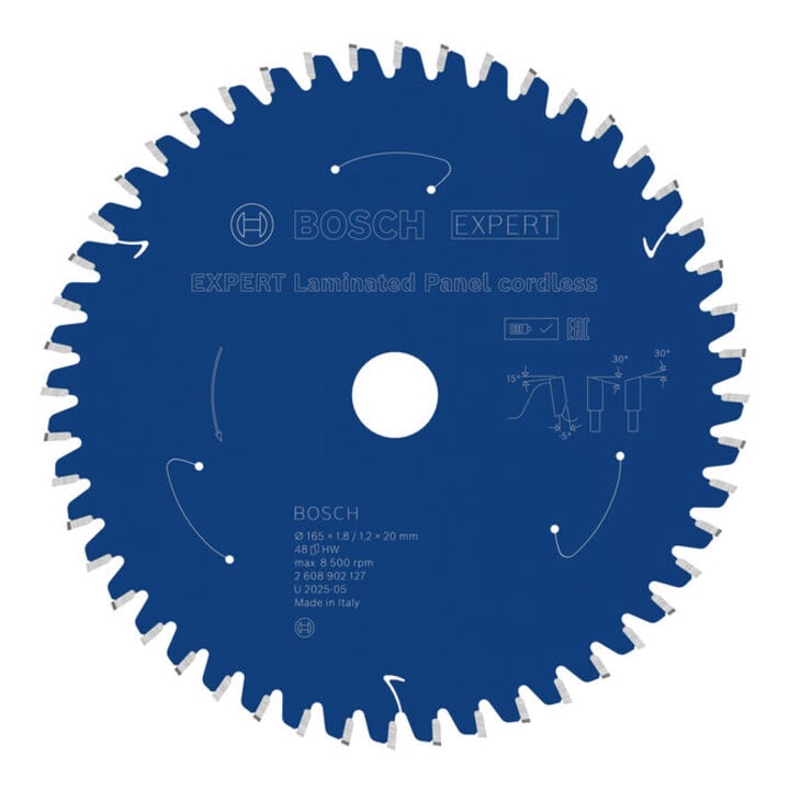 Bosch EXPERT Laminated Panel Kreissägeblatt, 165x1,8x20 mm, Z48, Zahnwinkel -5°