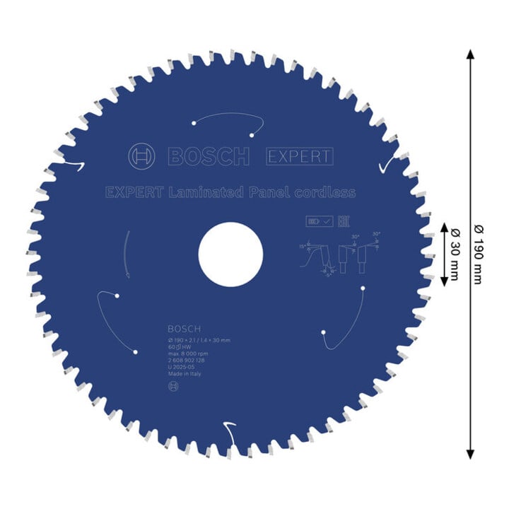 Bosch EXPERT Laminated Panel Kreissägeblatt, 190x2,1x30 mm, Z60