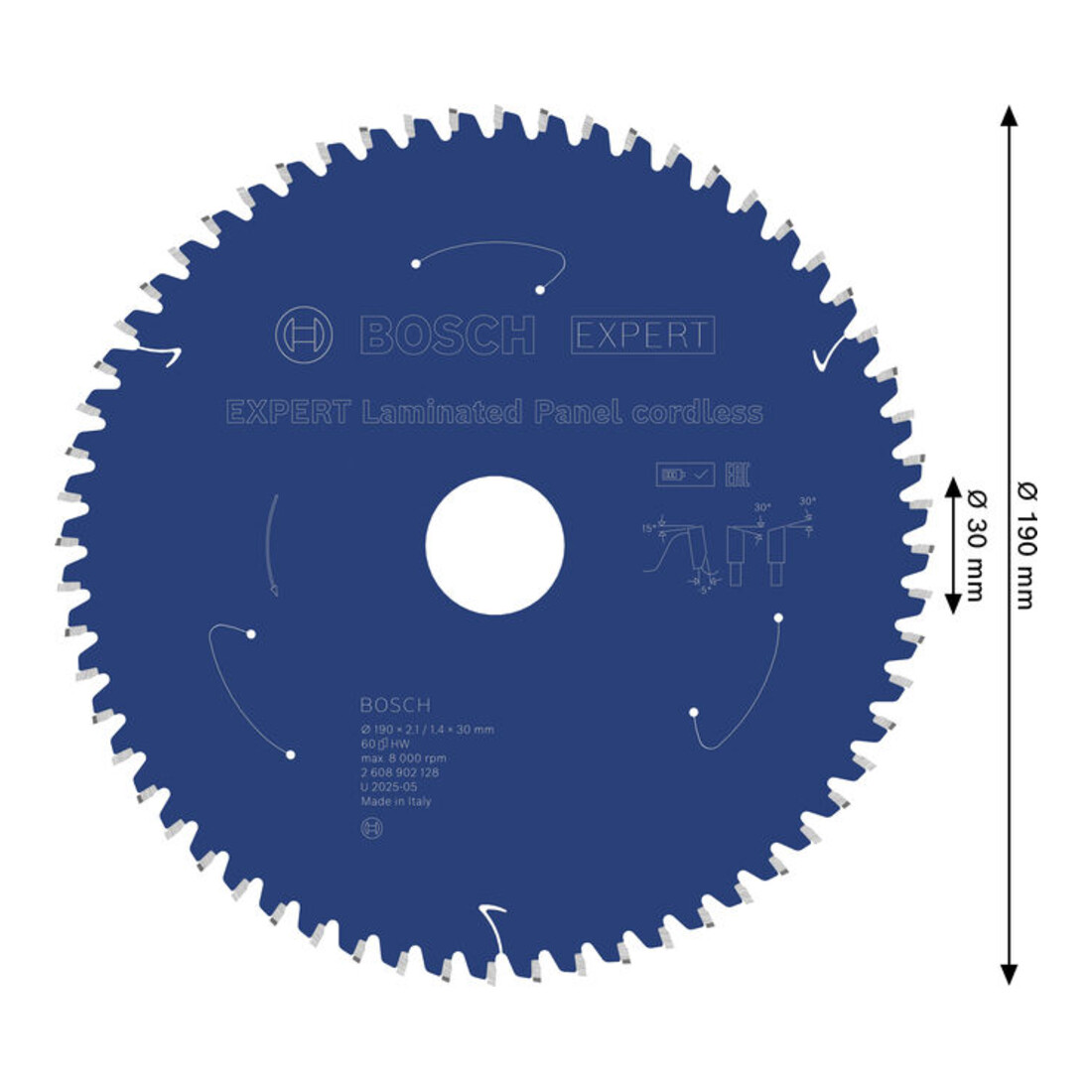 Bosch EXPERT Laminated Panel Kreissägeblatt, 190x2,1x30 mm, Z60