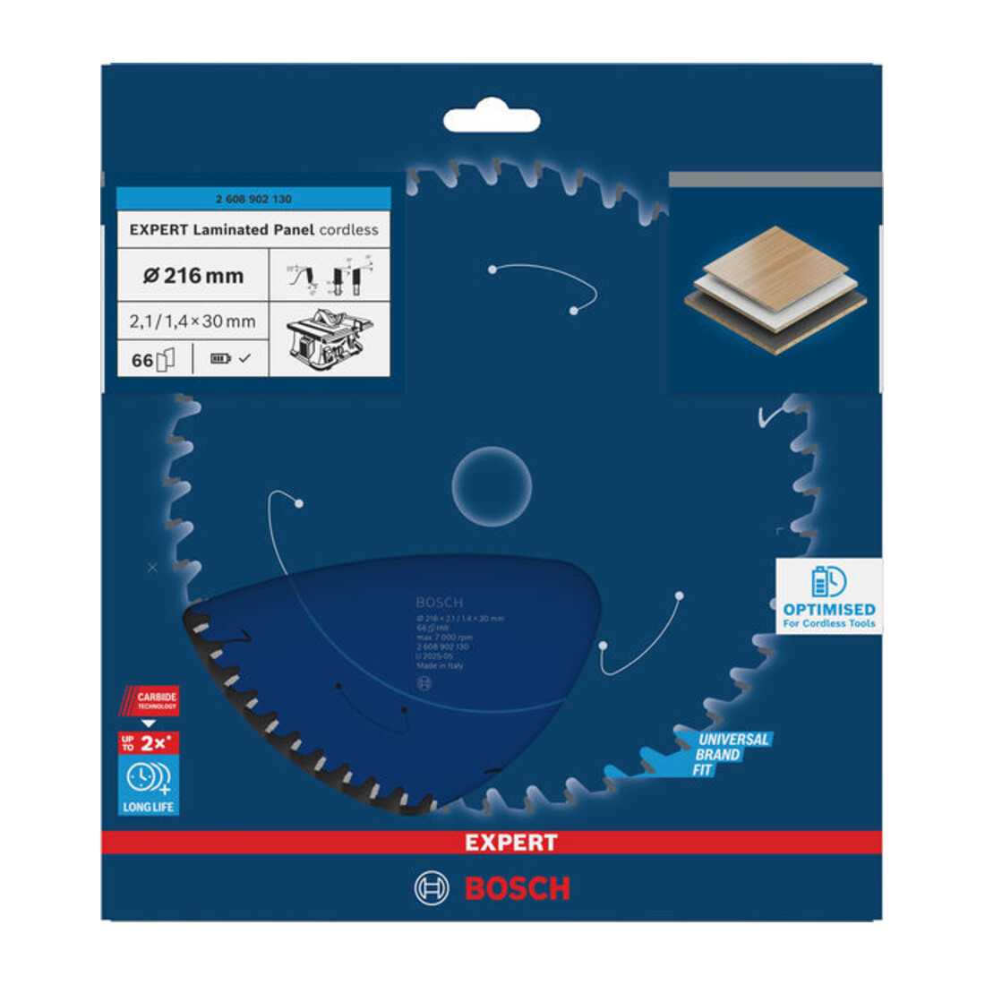 Bosch EXPERT Laminated Panel Kreissägeblatt, 216x2,1x30 mm, Z66