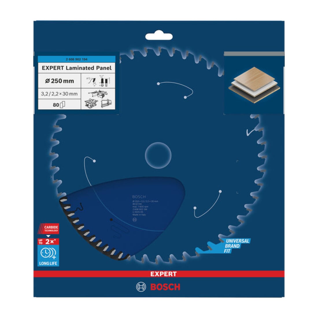 Bosch EXPERT Laminated Panel Kreissägeblatt, 250x30 mm, Z80