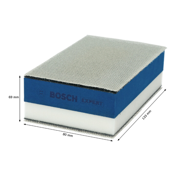 Bosch EXPERT M480 Filet abrasif, double densité, 80x133 mm, pour ponçage manuel