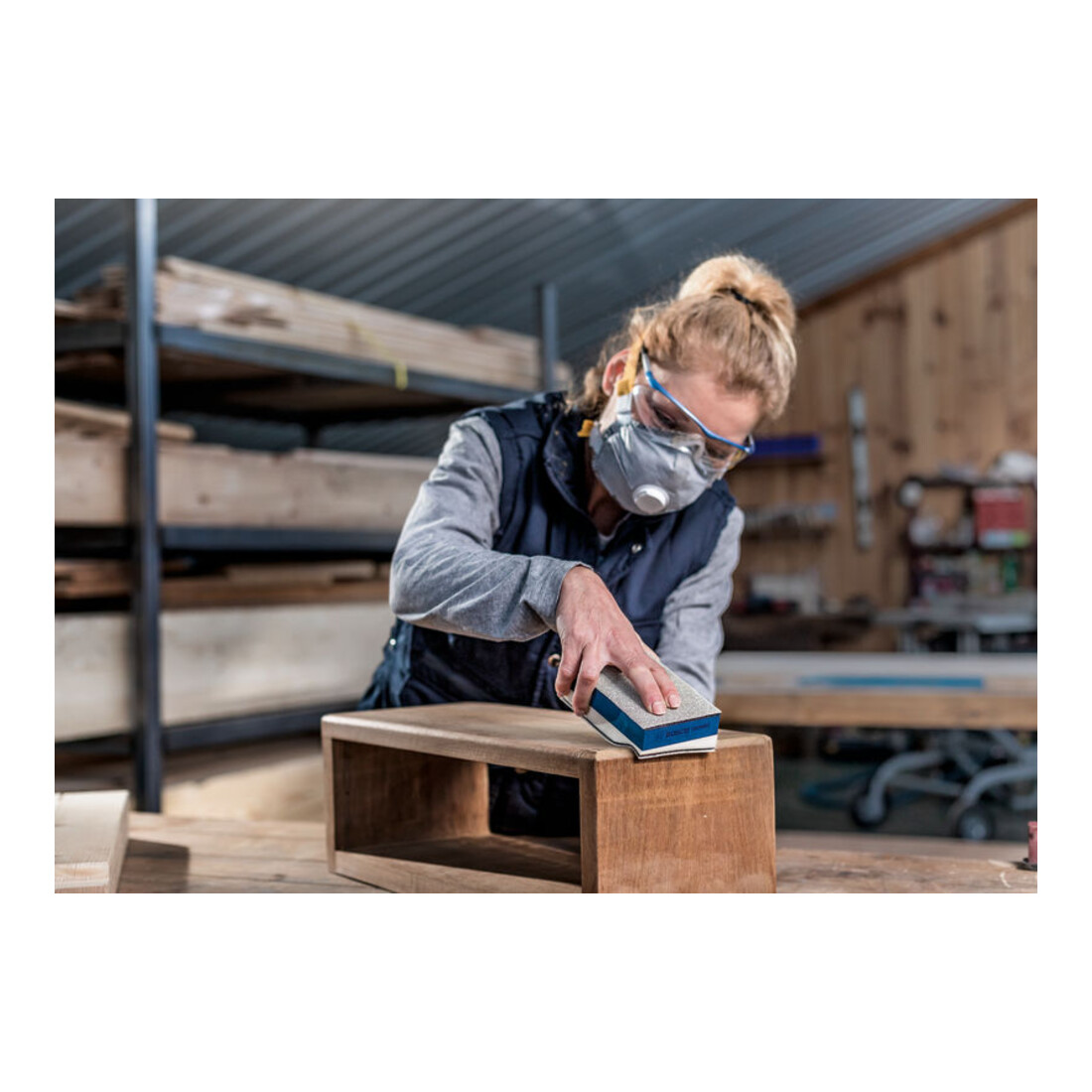 Bosch EXPERT M480 Filet abrasif, double densité, 80x133 mm, pour ponçage manuel