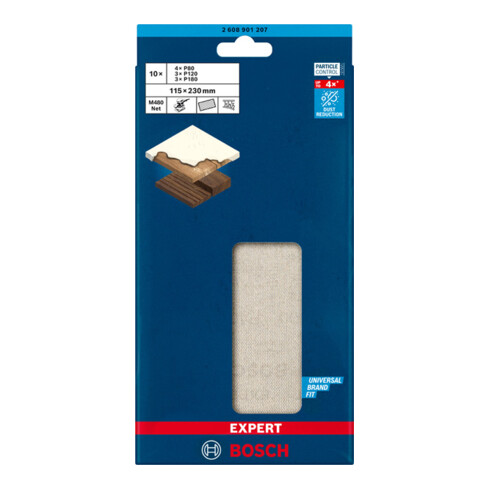 Bosch EXPERT M480 Schleifnetz-Set 115 x 230mm 10 Stück für Exzenterschleifer