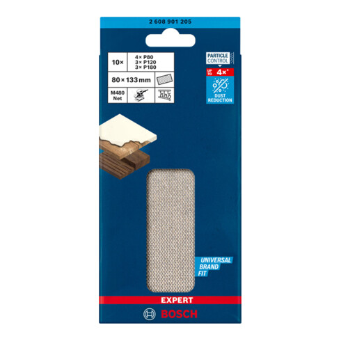 Bosch EXPERT M480 Schleifnetz-Set 80 x 133mm 10 Stück für Exzenterschleifer