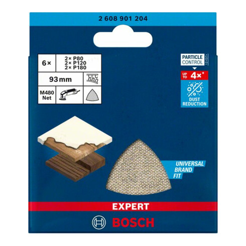 Bosch EXPERT M480 Schleifnetz-Set 93 x 93mm 6 Stück für Deltaschleifer
