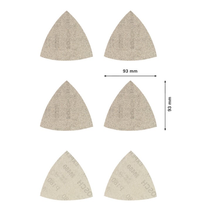 Bosch EXPERT M480 Schleifnetz-Set 93 x 93mm 6 Stück für Deltaschleifer