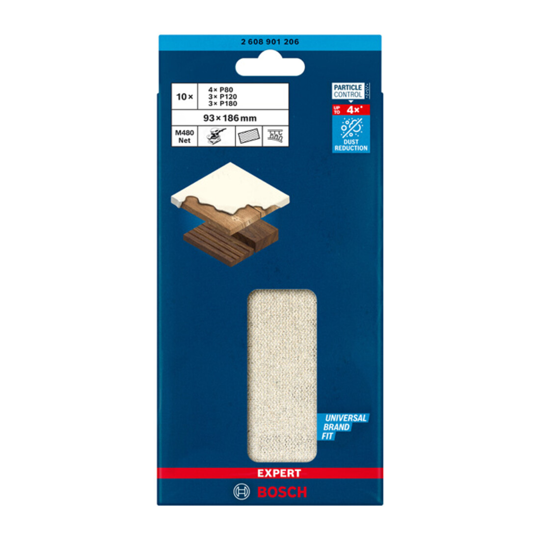 Bosch EXPERT M480 schuurnetset 93 x 186mm 10 stuks voor excentrische schuurmachine