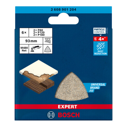 Bosch EXPERT M480 schuurnetset 93 x 93mm 6 stuks voor delta schuurmachines