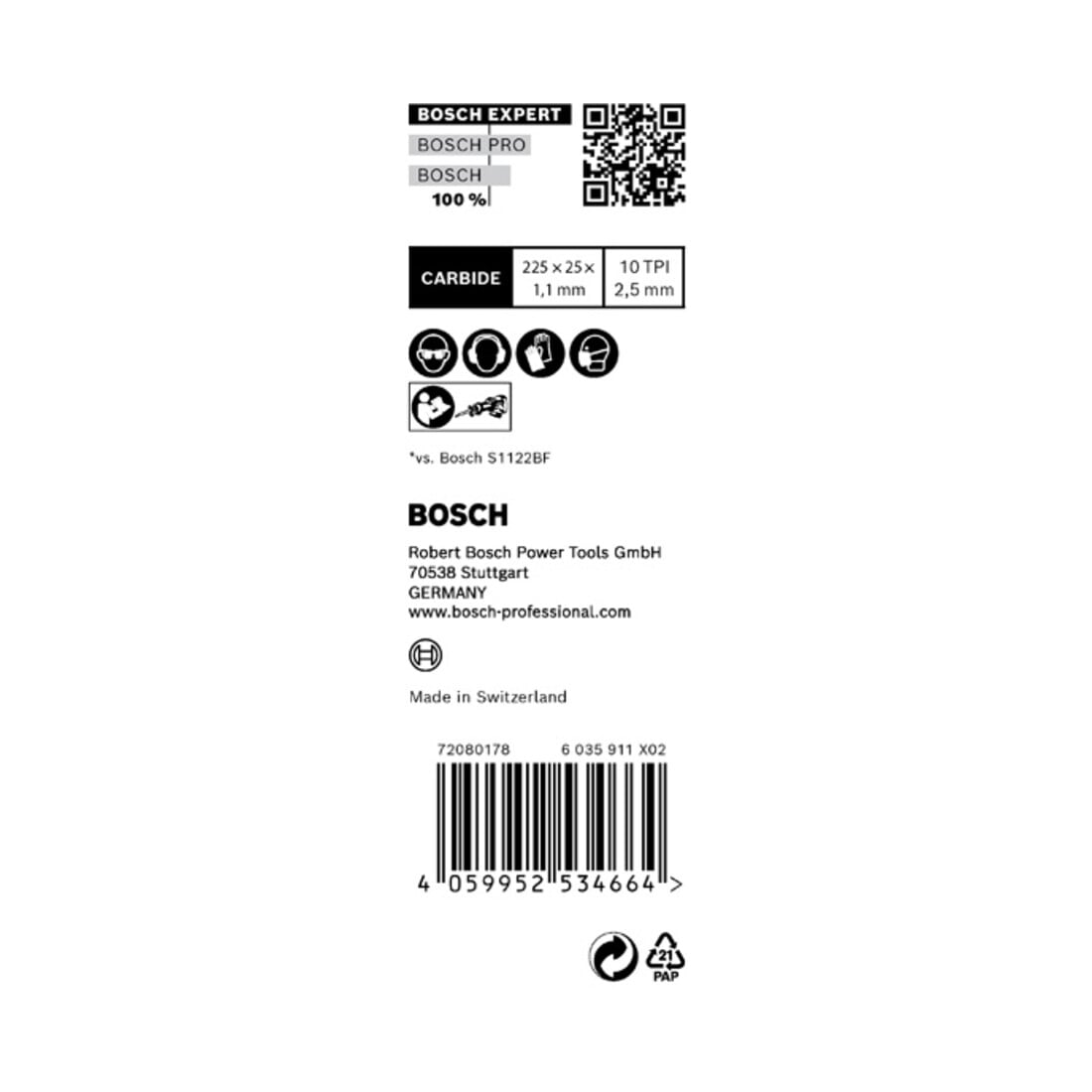 Bosch EXPERT Medium-Thick Tough Metal S 1155 HHM Säbelsägeblatt 1 Stück für Säbelsägen