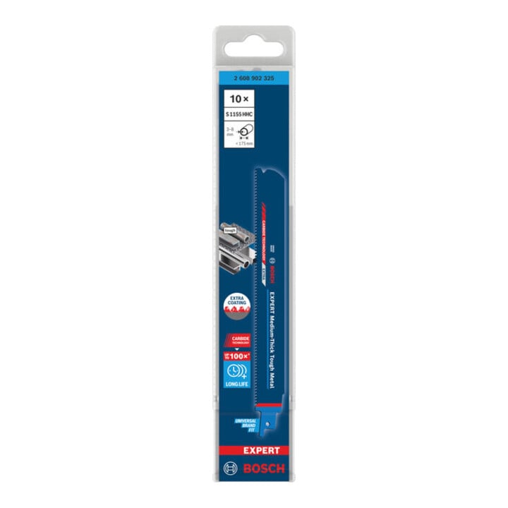 Bosch EXPERT Medium-Thick Tough Metal S1155HHC Säbelsägeblatt, 10-tlg.