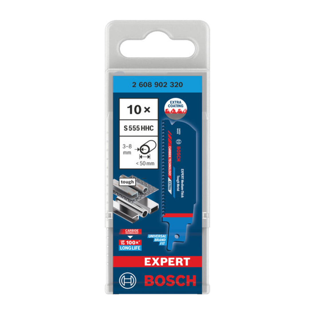 Bosch EXPERT Medium-Thick Tough Metal S555HHC Säbelsägeblatt, 10-tlg.