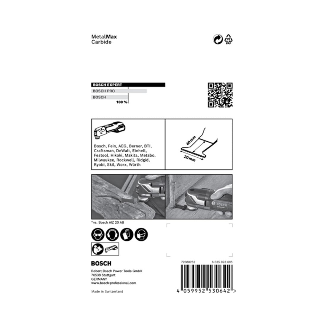 Bosch Expert MetalMax AIZ 20 AIT Blatt für Multifunktionswerkzeuge, 40 x 20 mm