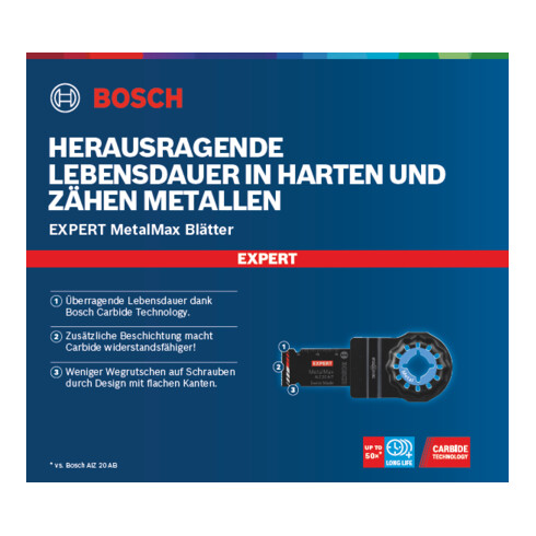 Bosch Expert MetalMax AIZ 20 AIT Blatt für Multifunktionswerkzeuge, 40 x 20 mm