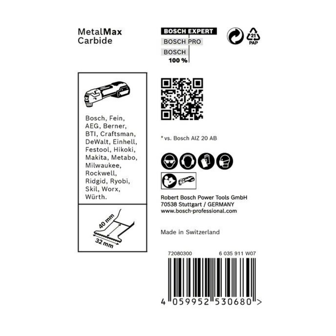 Bosch EXPERT MetalMax AIZ 32 AIT Blätte für Multifunktionswerkzeuge 40 x 32mm 10 Stück für oszillierende Multifunktionswerkzeuge