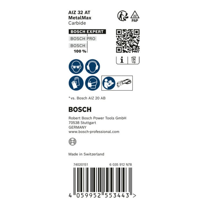 Bosch Expert MetalMax AIZ 32 AIT Lame pour outils multifonctions, 40 x 32 mm