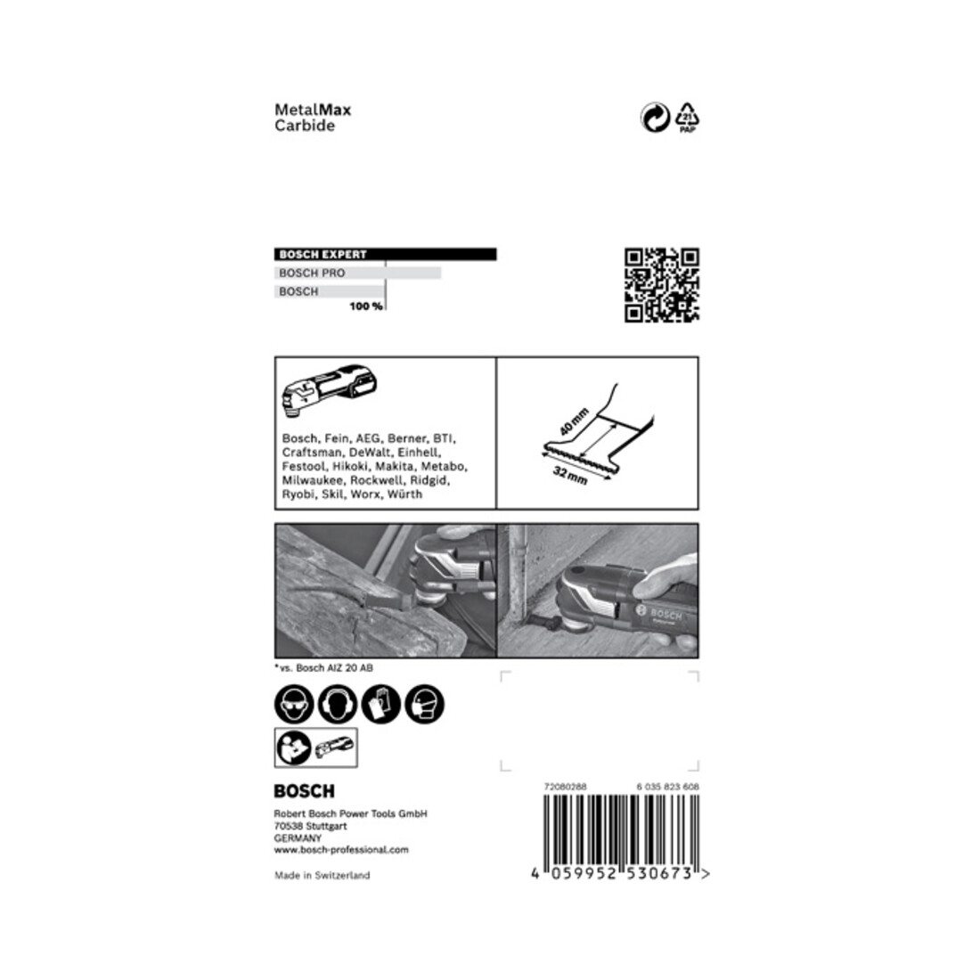 Bosch EXPERT MetalMax AIZ 32 AIT Messen voor multifunctioneel gereedschap 40 x 32mm voor oscillerend multifunctioneel gereedschap