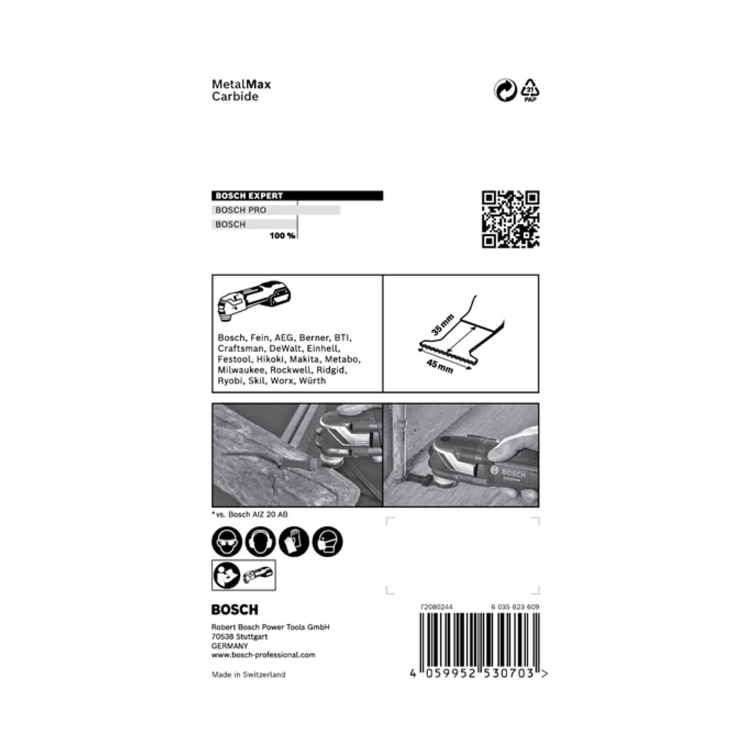Bosch EXPERT MetalMax AIZ 45 AIT Blat für Multifunktionswerkzeuge 45mm für oszillierende Multifunktionswerkzeuge