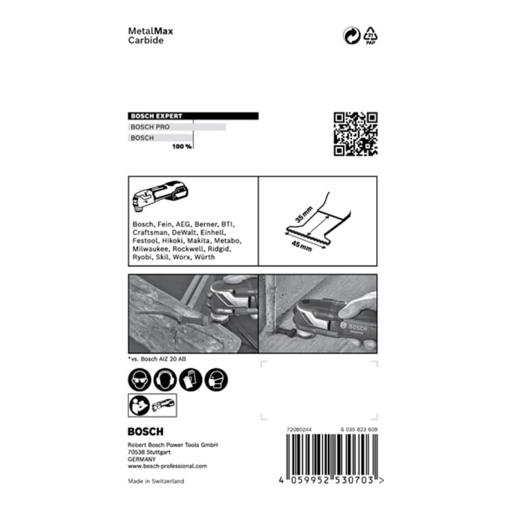 Bosch Expert MetalMax AIZ 45 AIT Lame pour outils multifonctions, 45 mm