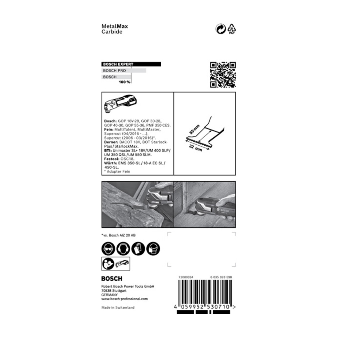 Bosch EXPERT MetalMax PAIZ 32 AIT Blat für Multifunktionswerkzeuge 50 x 32mm für oszillierende Multifunktionswerkzeuge