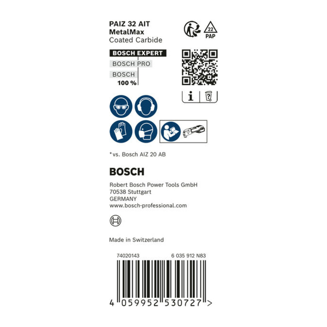 Bosch Expert MetalMax PAIZ 32 AIT lame pour outils multifonctions, 50 x 32 mm