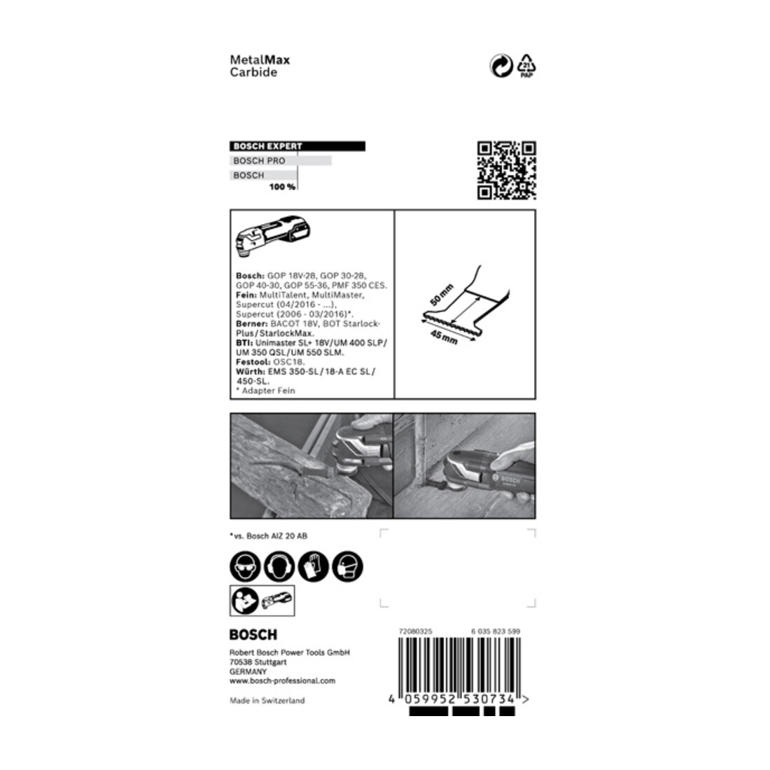 Bosch Expert MetalMax PAIZ 45 AIT lame pour outils multifonctions, 45 mm