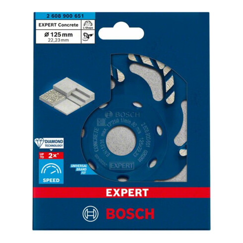 Bosch Expert Meule boisseau en béton, 125 x 22,23 x 4,5 mm