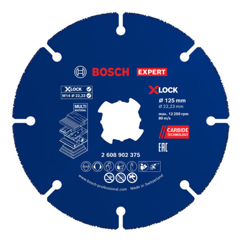 Bosch EXPERT Multi Material carbide doorslijpschijf, 125 x 1,6 x 22,23 mm, X-Lock
