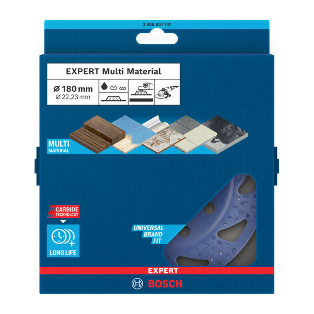 Bosch EXPERT Multi Material Carbide-Topfscheibe grob, flach, 180 mm, 22,23 mm