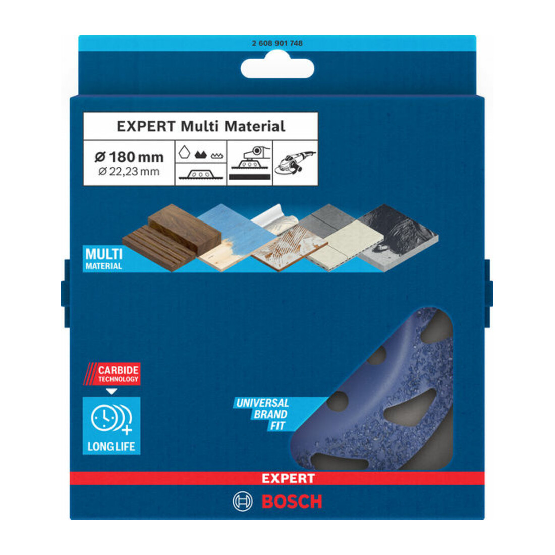 Bosch EXPERT Multi Material Carbide-Topfscheibe mittel, flach, 180 mm, 22,23 mm