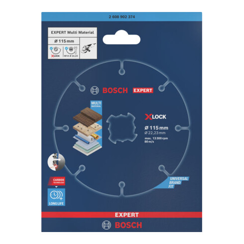 Bosch EXPERT Multi Material Carbide-Trennscheibe, 115 x 1.6 x 22,23 mm, X-Lock