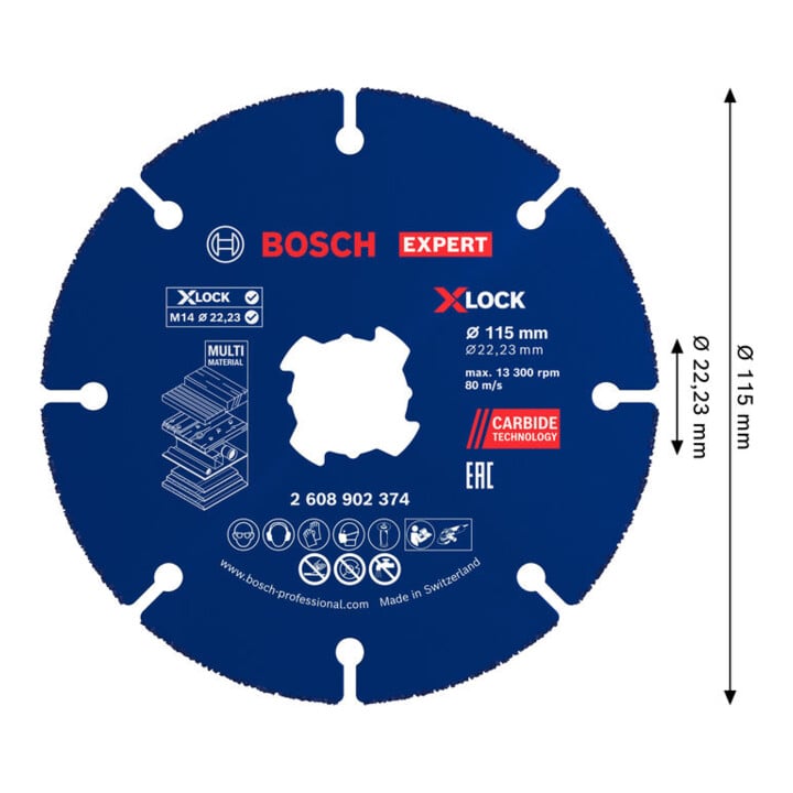 Bosch EXPERT Multi Material Carbide-Trennscheibe, 115 x 1.6 x 22,23 mm, X-Lock