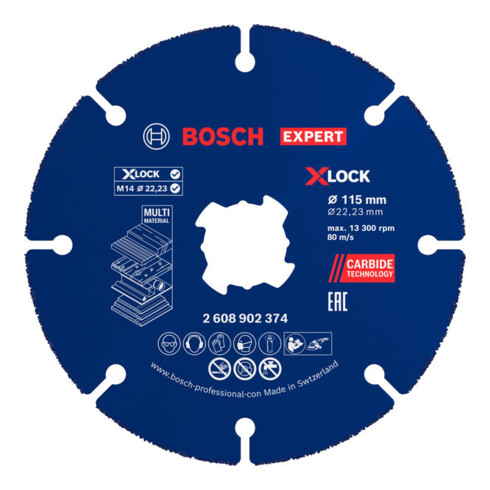 Bosch EXPERT Multi Material Carbide-Trennscheibe, 115 x 22,23 mm, X-Lock, 10-tlg.